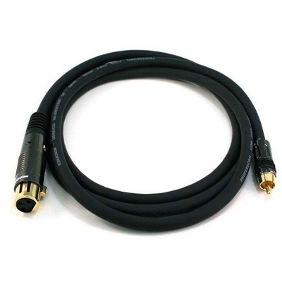 Monoprice XLR Female to RCA Male Cable - 6 Feet - Black | With E21Gold Plated Connectors | 16AWG Shielded Twisted Pair Oxygen-Free Copper Braid