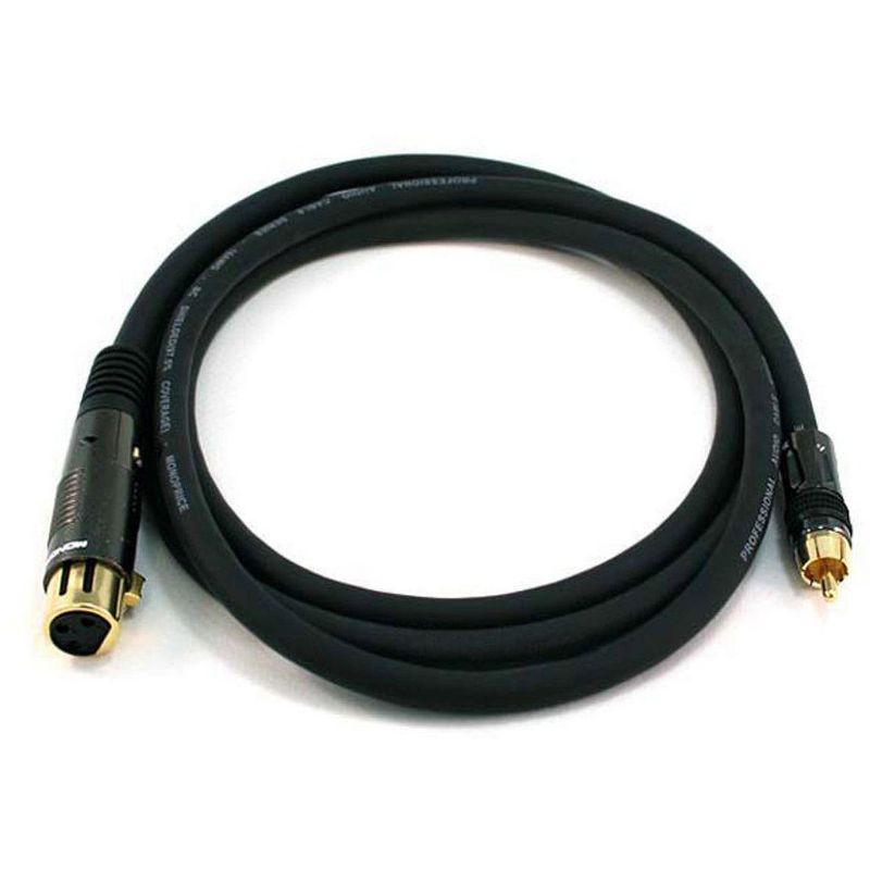 Monoprice XLR Female to RCA Male Cable - 6 Feet - Black | With E21Gold Plated Connectors | 16AWG Shielded Twisted Pair Oxygen-Free Copper Braid, 1 of 4