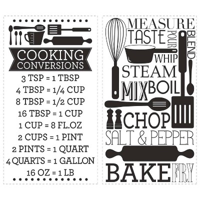 Black and White Vinyl Cooking Conversion Wall Decals