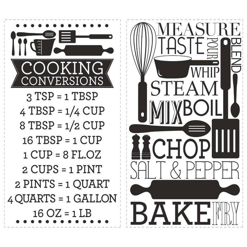 Cooking Conversions Peel and Stick Wall Decal Black/White - RoomMates, 3 of 7