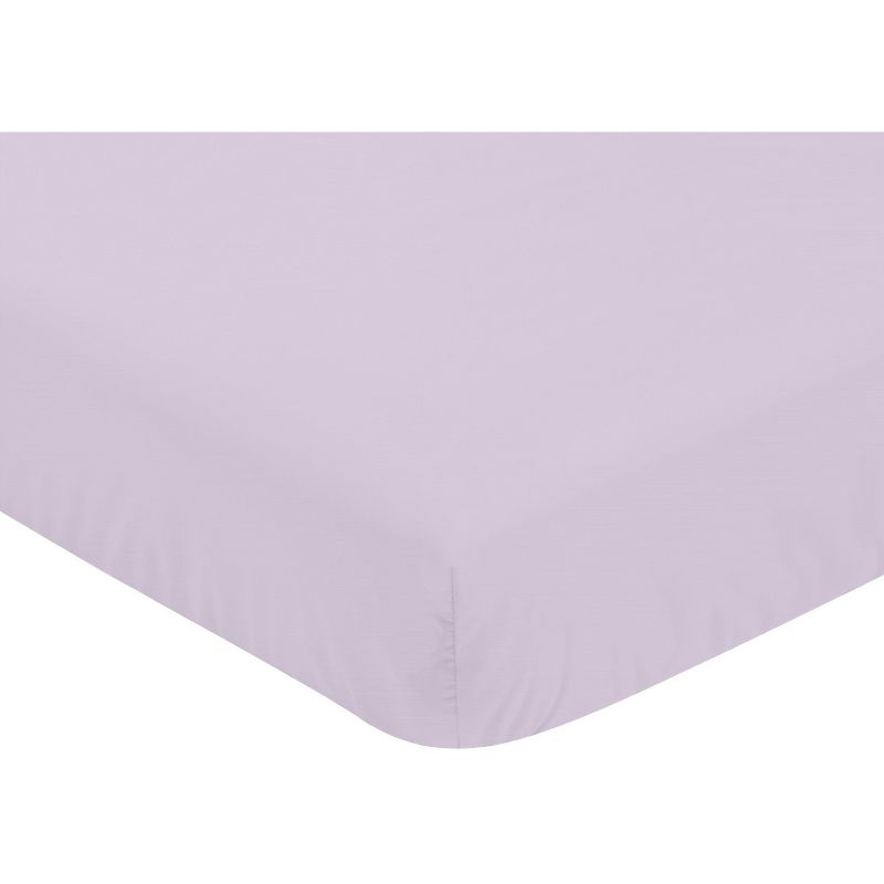 Sweet Jojo Designs Girl Baby Crib Bedding Set - Peony Floral Garden Purple Ivory 4pc, 5 of 6