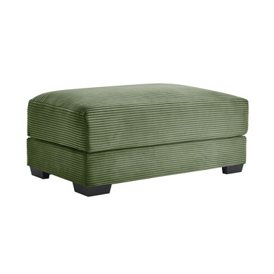 PAGED Corduroy Fabric Wooden Ottoman, Modern Sectional Sofa Footstool Module with Sponge Seat Cushion, Vanity Chair for Living Room, Bedroom