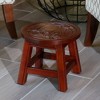 FONTOI Carved Wooden Step Stool with Floral Pattern, Ottoman Foot Stools for Living Room Bedroom, Dark Brown, 11"*10"*11" - 2 of 4