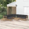 vidaXL Garden Lounge Set Dark Grey Bamboo, Polyester fabric cushions - 2 of 4