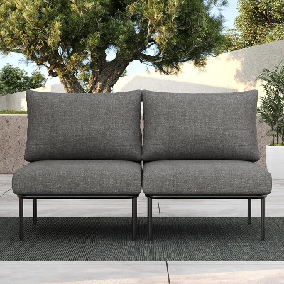 LayinSun 2 Pieces Rope Woven Patio Furniture Set, Modern Modular Sectional Corner Chairs and Upgrade Thickness Cushion