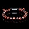 Crucible Men's Red Tiger Eye Stone Bead Adjustable Bracelet (8mm) - 3 of 4