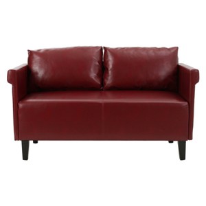 Bellerose Faux Leather Settee - Red - Christopher Knight Home