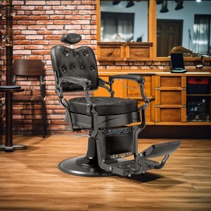 Karl Home Reclining Ergonomic Hydraulic Barber Chair Beauty Spa Styling Equipment in Black with Arms - 1 of 4