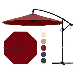 VisioGear Patio Umbrellas, Outdoor Market Hanging Umbrella, Patio Outdoor Umbrella with Crank Handle, Red, 114.17"*114.17"*81.49" - 1 of 4