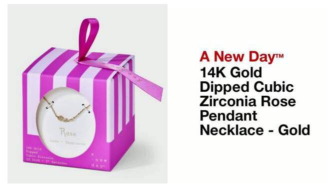 14K Gold Dipped Cubic Zirconia Rose Pendant Necklace - A New Day&#8482; Gold, 2 of 6, play video