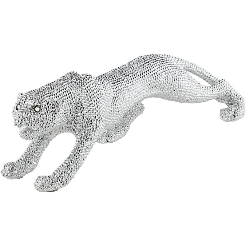 Studio 55D Prowling 23 1/2" Wide Electroplated Silver Leopard Sculpture, 3 of 8