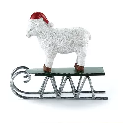 Lakeside Christmas Animal Figurine - Barn Shelf Sitter Rustic Farmhouse Decor - Sheep