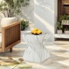 SEVOBAL Outdoor Cement End Table Small Round Garden Accent Table Drum Shape Side Table for Patio and Indoor Use, White, 17.72"*17.72"*22.05" - 4 of 4