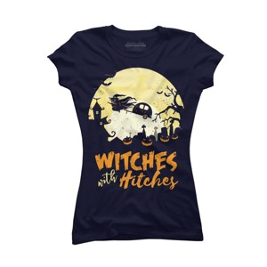 Junior's Design By Humans Halloween Camping Witches Hitches Funny By RedBirdLS T-Shirt - 1 of 3