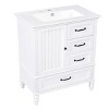 Bathroom Vanity With Ceramic Sink,Bathroom Storage Cabinet With 3 Drawers,Solid Wood Legs And Adiustable Foot Pads-Maison Boucle - 3 of 4