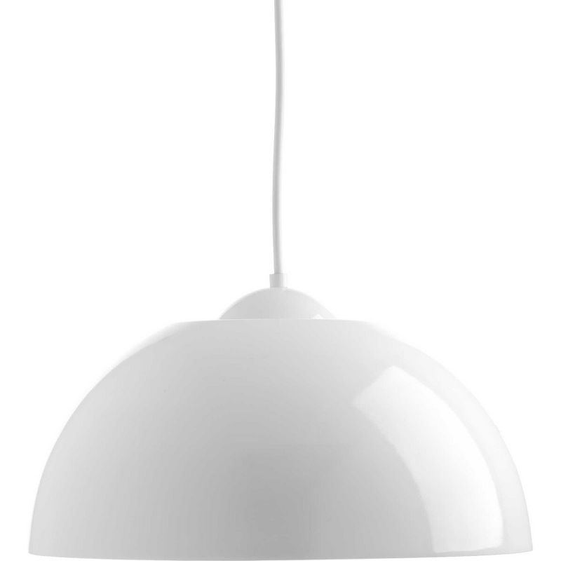 Progress Lighting Dome Collection 1-Light LED Pendant, Satin Aluminum Finish, Painted Silver Interior, Steel Material, 4 of 5
