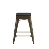 Emma and Oliver Set of Four Backless Metal Stools with All-Weather Poly Resin Seats for Indoor Use Only - 3 of 4