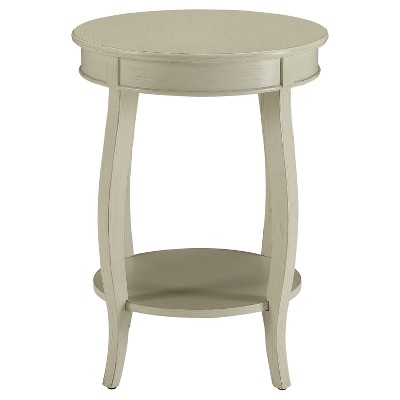 Aberta Round Off-White Wood End Table
