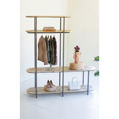 Iron and Recycled Wood Asymmetrical Clothing Display – 80.5" Tall by Kalalou