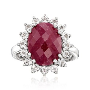 Ross-Simons 5.75 Carat Ruby and 1.20 ct. t.w. White Topaz Ring in Sterling Silver - 1 of 4