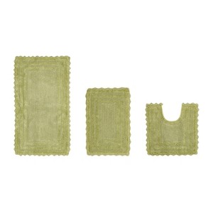 Lilly Crochet Collection 100% Cotton Tufted Reversible 3-Piece Bath Rug Set – Super Absorbent, Machine Washable Bathroom Mats with Crochet Pattern - 1 of 4