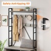 70 Inch Coat Rack Shoe Bench with 8 Removable Hooks and Top Shelf, Industrial Hall Tree with Bench and Shoe Storage for Entryway, Mudroom - 3 of 4