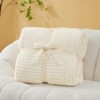Itopfox Ultra Soft Waffle Throw Blanket for Couch, Bed & Sofa, Reversible Cream Microfiber Fluffy Fuzzy Cozy Knit Throw for Women, Mothers Birthday - 4 of 4