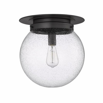 Matte Black Steel Globe Flush Mount Light