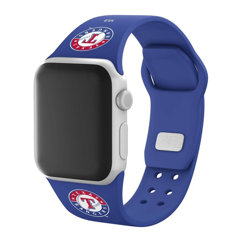 MLB Texas Rangers Apple Watch Compatible Silicone Band - Blue, 1 of 4