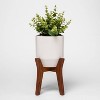 15" x 11" Faceted Ceramic Planter in Wood Stand White/Brown - Project 62™ - image 2 of 2