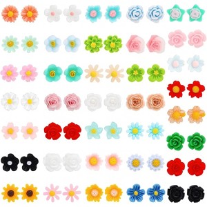 36 Pairs Hypoallergenic Plastic Stud Earrings for Sensitive Ears, Colorful Floral Acrylic Design - 1 of 4