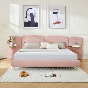 Christopher Knight Home Lindis Modern Upholstered Bed with 2 Built-in Shelves - 1 of 4