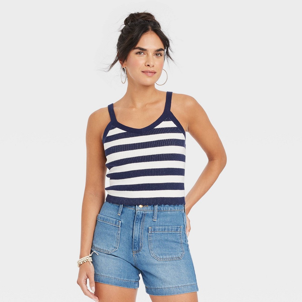 Women's Sweater Tank Top - Universal Thread™ Blue Striped 