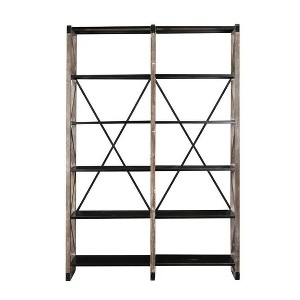 Boraam Veramonte 88" High 5 Tier Accent Bookshelf Whitewash/Black - 1 of 4