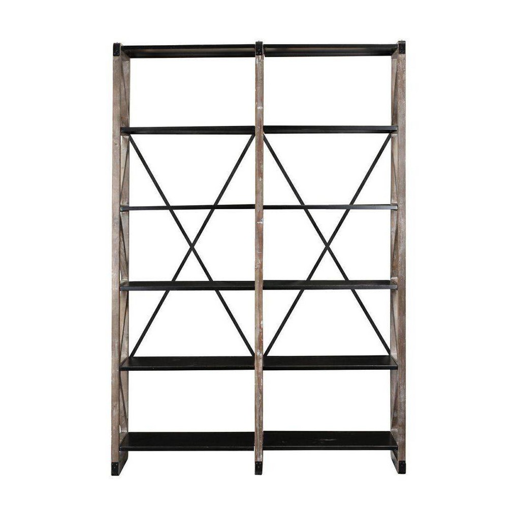 Photos - Garden & Outdoor Decoration Boraam Veramonte 88" High 5 Tier Accent Bookshelf Whitewash/Black