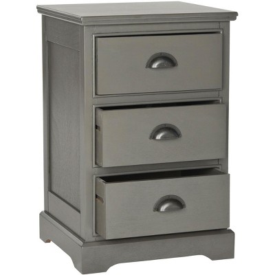 Gray Pine Wood 3-Drawer Accent Table