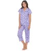Casual Nights Women's Rayon Printed Short Sleeve Capri Pajama Set - 2 of 4
