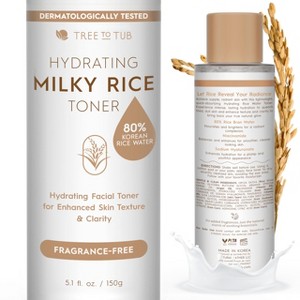 Tree To Tub Hydrating Milky Rice Toner for Face - 80% Rice Bran Water with Niacinamide & Ceramide NP for Dry & Dehydrated Skin - 1 of 4