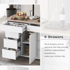 Kitchen Cart With Rubber Wood Countertop, Large Storage Space Flatware Organizer With Spice Rack, Towel Rack, Rolling Kitchen Cart W/5 Wheels - 4 of 4