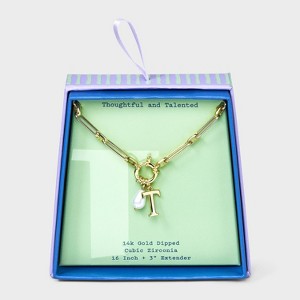 14K Gold Dipped Pearl Charm on Chain Initial Necklace - A New Day Gold - 1 of 4