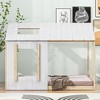 NicBex Twin Size Platform Bed 78.1" L Modern House-Shaped Pine Bed Frame with Roof and Window for Bedroom, No Box Spring Required, White and Natural - 2 of 4