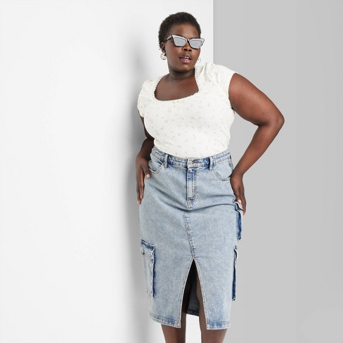 White jean clearance skirt plus size