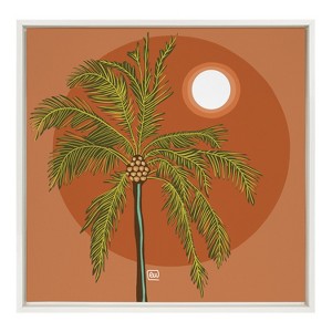 Kate and Laurel Sylvie Miami Moonrise Framed Canvas by Erika Wynn, 22x22, White - 1 of 4