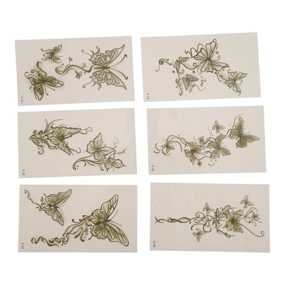 Unique Bargains Adult Realistic Butterfly Fake Tattoos Green 6 Pcs