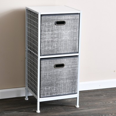 Gray Collapsible Fabric Storage Cube Set with Dual Handles