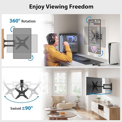 Black Steel Full Motion Articulating TV Wall Mount for 13-42 Inch Screens