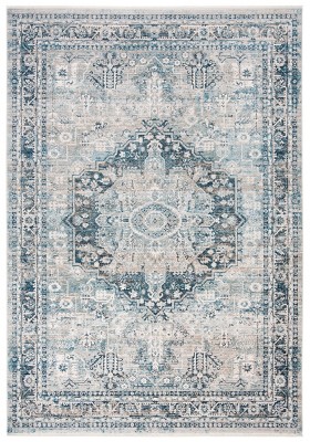 Elegant Victoria Blue & Grey 8' x 10' Synthetic Area Rug