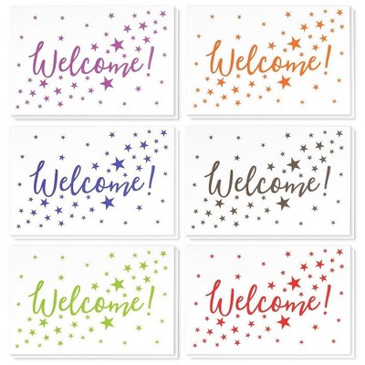 Best Paper Greetings 36-Pack Welcome Note Cards with Envelopes, 6 Colorful Star Designs (4 x 6 Inches)