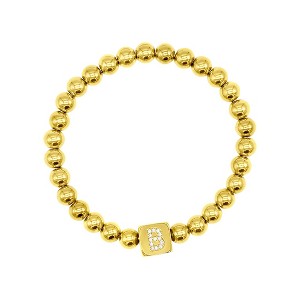 Adornia 14k Gold Plated Initial Cube Stretch Bracelet - 1 of 3