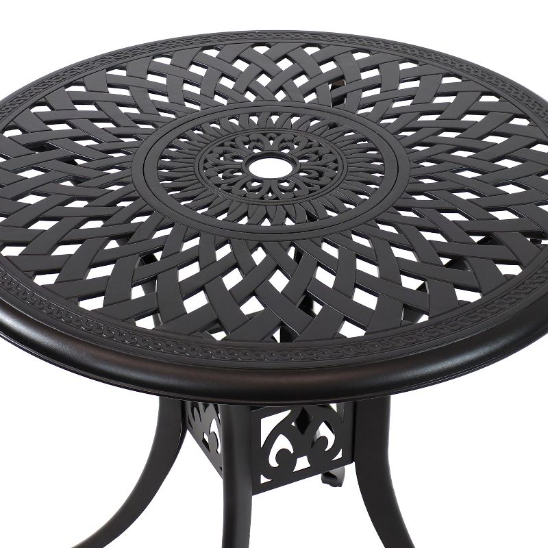 Sunnydaze 30.75" Round Sigonella Cast Aluminum Outdoor Patio Table, Black, 5 of 13